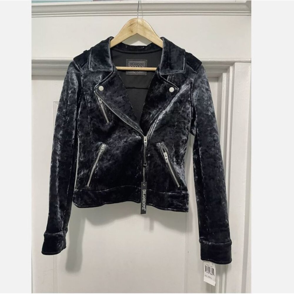 New Women’s Blank NYC Graphite Velvet Women Moto Jacket Size Small